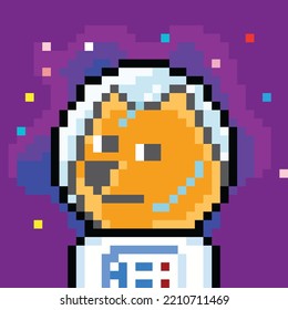 Astronaut Character In Space With Pixel Art