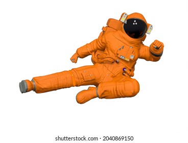 Astronaut Doing A Side Kick Jump, 3d Illustration