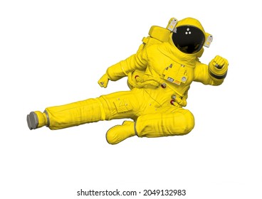 Astronaut Doing A Side Kick Jump, 3d Illustration