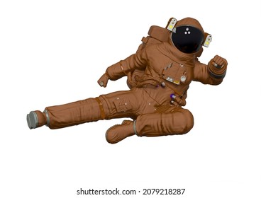 Astronaut Doing A Side Kick Jump, 3d Illustration