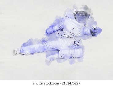 Astronaut Doing A Side Kick Jump, 3d Illustration