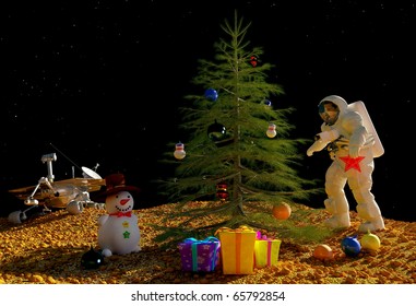 Astronaut Dress Up A Christmas Tree.