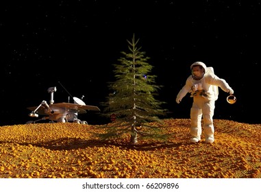 Astronaut Dress Up A Christmas Tree.