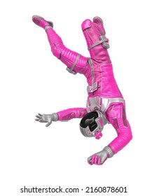 astronaut explorer is falling down after been beaten, 3d illustration