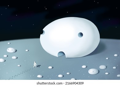 Astronaut exploring other planets in deep space