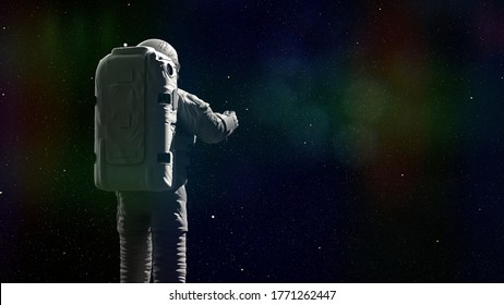 astronaut in front of empty space (3d rendering, elements of this image are furnished by NASA)
