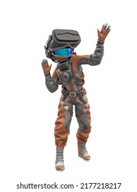 Astronaut Girl On Vr, 3d Illustration