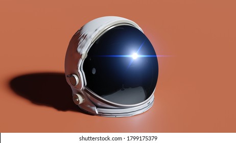 astronaut helmet on stage background (3d render)