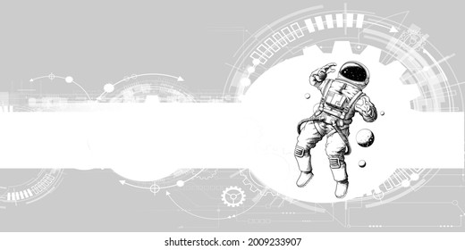 Astronaut On International Space Station In Universe - Digital Design Of Space. 