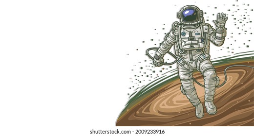 Astronaut On International Space Station In Universe - Digital Design Of Space. 