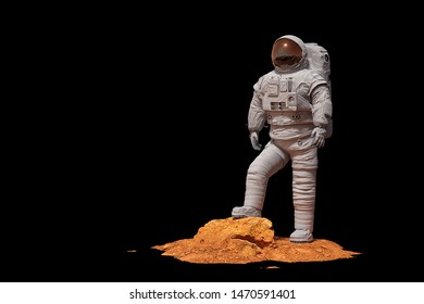 astronaut on planet Mars, isolated on black background (3d science illustration) 
 - Shutterstock ID 1470591401