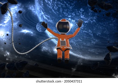 Astronaut in outer space , 3d rendering