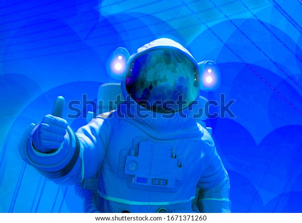 astronaut positive pin\
up, 3d\
illustration
