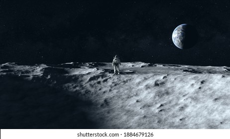 Nasaのテクスチャーを使って行った月の3dイラストから地球への宇宙の眺め のイラスト素材 Shutterstock