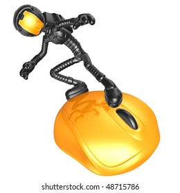 Astronaut Surfing On Computer Mouse