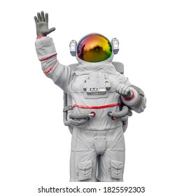 Astronaut Is Waving Hello Or Good Bye, 3d Illustration