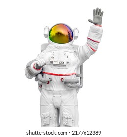 Astronaut Is Waving Hello Or Good Bye, 3d Illustration