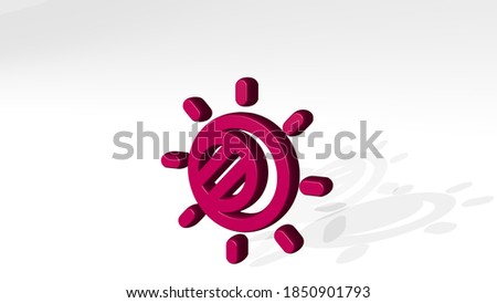 ASTRONOMY SUN ECLIPSE 3D icon casting shadow, 3D illustration