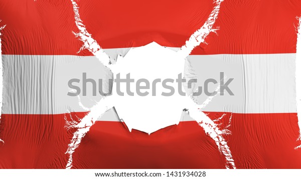 Asuncion, capital of Paraguay flag with a hole,\
white background, 3d\
rendering