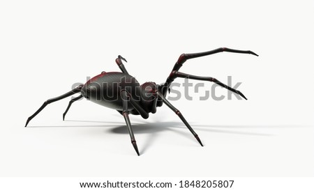 Atacking black spider. suitable for horror, halloween, arachnid and insect themes. 3D illustration