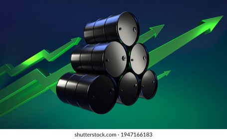 Athens,Greece March 31 2021: Oil Price Up 3d Rendering