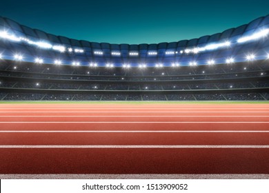 Athlete running track in a stadium .3d rendering 