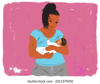 Athletic Mother Breastfeeding Baby Using Cradle Hold