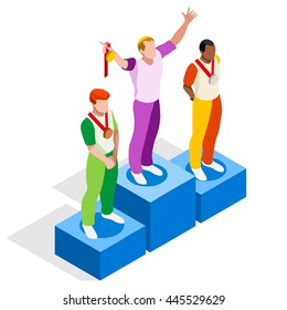 Athletics Winner Podium Athletes Sports Athletics Stock Illustration ...