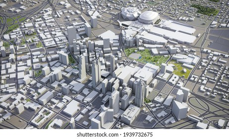 Atlanta 3D City Model Aerial Rendering