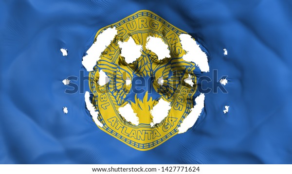 Atlanta city, capital of Georgia\
state flag with a small holes, white background, 3d\
rendering
