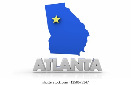 Atlanta GA Georgia City Map 3d Illustration