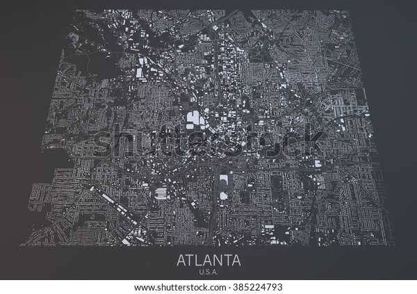 Atlanta Map Satellite View United States Stock Illustration 385224793