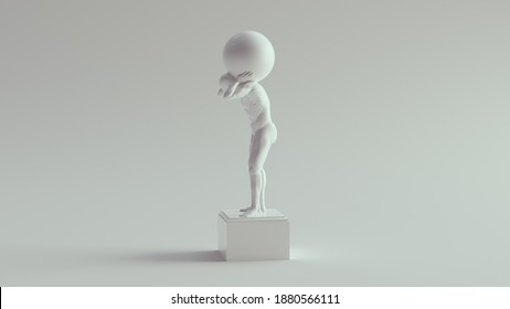 Atlas Statue Holding up the Celestial Heavens Pure White 3d illustration render