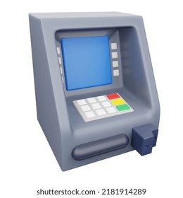 Atm Machine 3d Rendering Isometric Icon.