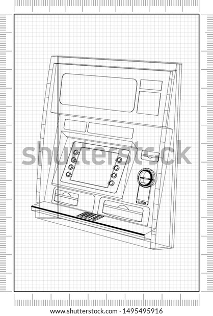 Atm Machine Blueprint 3d Rendering Stock Illustration 1495495916 ...