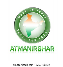 Atmanirbhar Bharat, Vocal For Local Logo Icon With India Map. ( Atmanirbhar Bharat - Self Independent India )