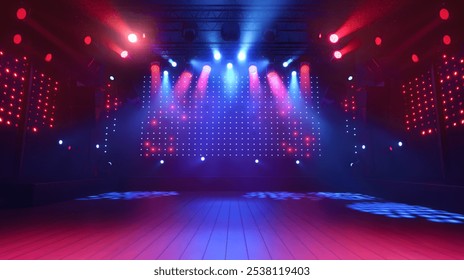 Atmospheric and Vibrant Empty Nightclub with Colorful Lights - Powered by Shutterstock