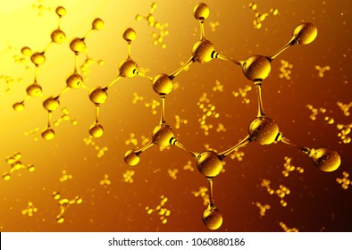 Atom Benzil A Compound Of Hydrogen And Carbon. Molecular Structure. 3d Illustration