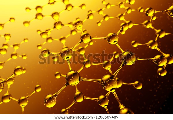 Atom Benzil a compound of hydrogen and\
carbon. Molecular structure. 3d\
illustration
