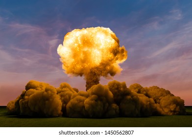Atom Bomb Explosion, 3D rendering isolated on white background