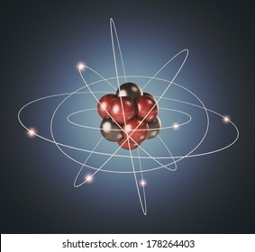 Atom. Elementary Particle. 3D Background Of Nuclear Physics