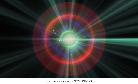 Atom Light Ray Glow Abstract, 3d Render Illustration