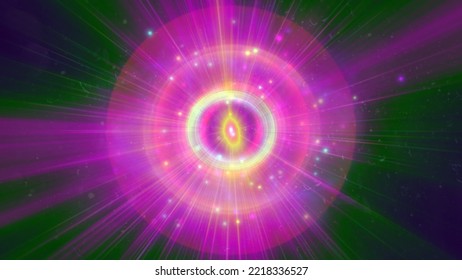 Atom Light Ray Glow Abstract, 3d Render Illustration