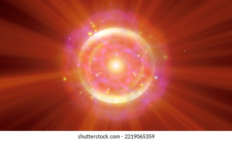 Atom Light Ray Glow Abstract, 3d Render Illustration