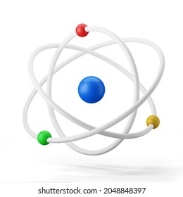 atom science class symbol 3d illustration icon isolated