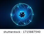 Atom surrounded by electrons. Conceptual picture of atom.