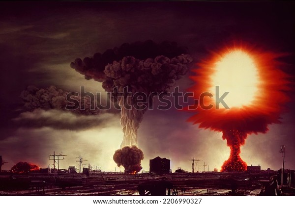 Atomic Bomb City Symbol War End Stock Illustration 2206990327 ...