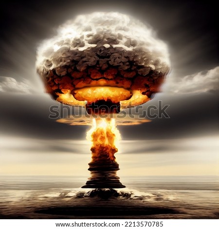 Atomic bomb. Explosion, world war. Apocalypse, Armageddon. Nuclear bomb, hydrogen bomb. 