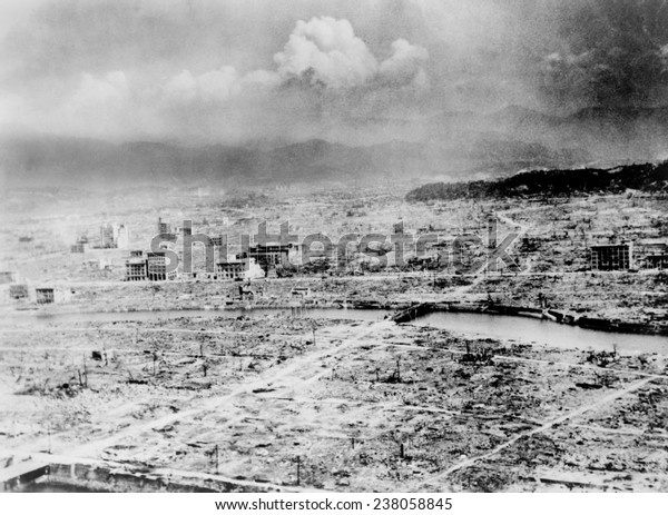 Atomic bomb. Hiroshima, Japan\
after the atomic bomb was dropped by the US bomber \