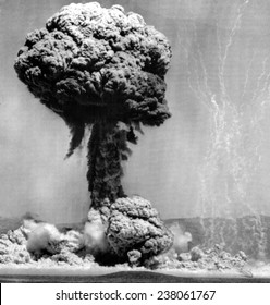 Atomic energy: An explosion of the H-Bomb during testing in the Marshall Islands, 1952,